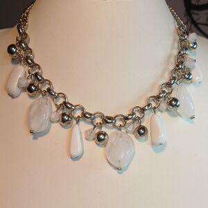 Paparazzi Silver and White Charm Necklace